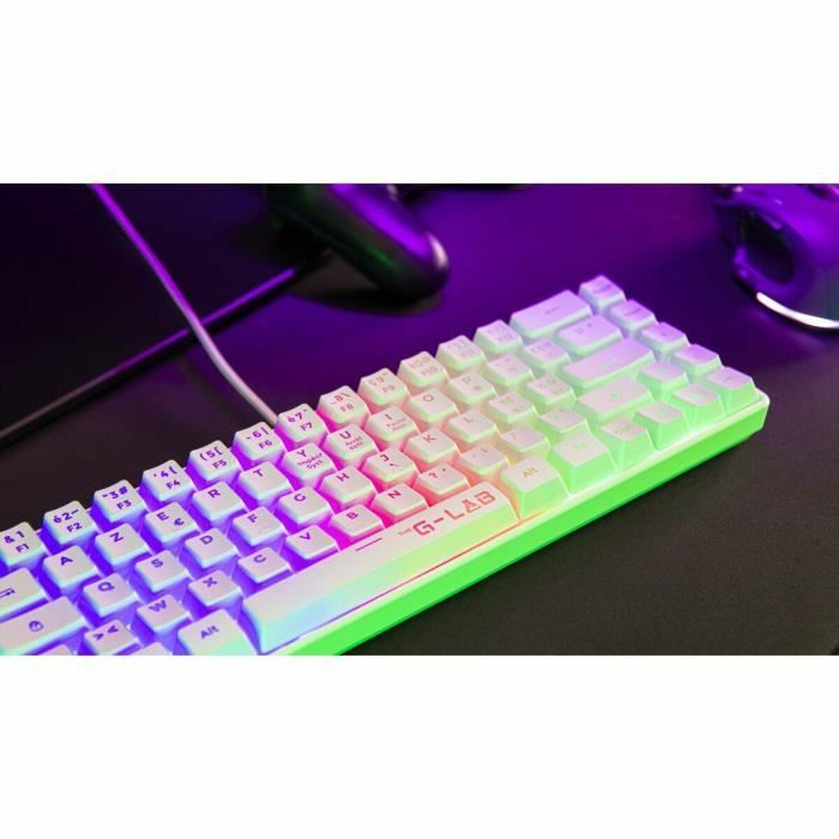Bluetooth-Tastatur The G-Lab Azerty Fransk Hvit